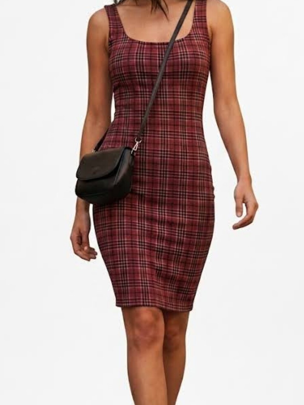 Forever 21 Pink Plaid Sleeveless Bodycon Dress S